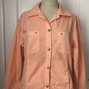 Fresh Produce Peach Button Front Cotton Top Blouse Womens Small